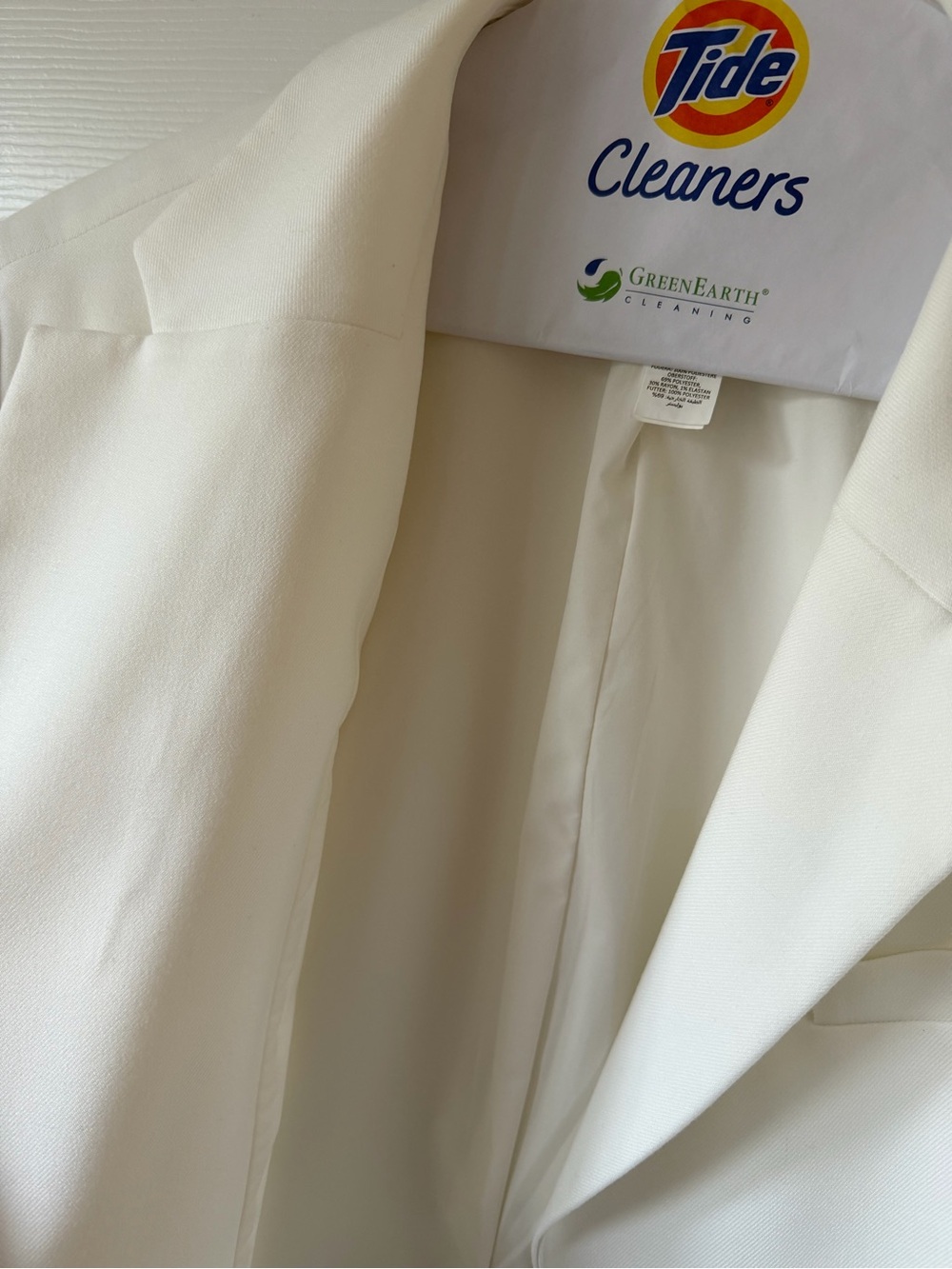 ALO Yoga Cropped First Class Blazer Jacket 1 Button Collar Suit Ivory White M - Picture 5 of 9